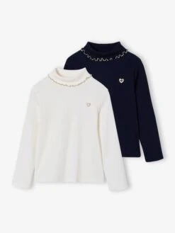 Lot De 2 Sous-pulls En Côtes Fille - écru