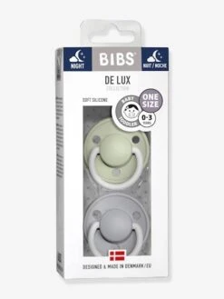 BIBS Lot De 2 Sucettes-tétines De Lux En Silicone - Vert Amande Night -Vertbaudet Soldes Boutique lot de 2 sucettes tetines de lux en silicone 55