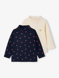 Lot De 2 T-shirts Col Roulé Bébé - Rose Pâle