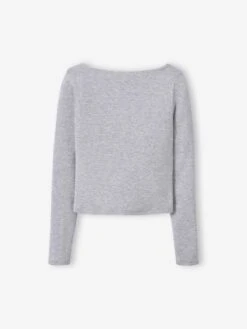 Lot De 2 T-shirts En Côtes Fille - Gris Chiné -Vertbaudet Soldes Boutique lot de 2 t shirts en cotes fille 3