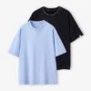 Lot De 2 T-shirts Unis Effet Délavé - Bleu Ciel -Vertbaudet Soldes Boutique lot de 2 t shirts unis effet delave