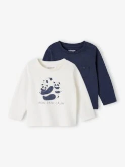 Lot De 2 Tee-shirts Bébé Manches Longues - écru