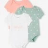 Lot De 3 Bodies Manches Courtes Bébé - Lot Blanc