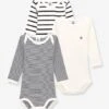 PETIT BATEAU Lot De 3 Bodies Manches Longues - Lot Blanc -Vertbaudet Soldes Boutique lot de 3 bodies manches longues