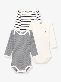 PETIT BATEAU Lot De 3 Bodies Manches Longues - Blanc