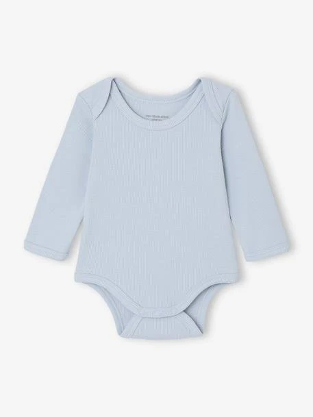 Lot De 3 Bodies Naissance En Maille Côtelée Et Interlock - Bleu Ciel 2 Lot De 3 Bodies Naissance En Maille Côtelée Et Interlock - Bleu Ciel – Image 2