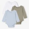 Lot De 3 Bodies Naissance En Maille Côtelée Et Interlock - Bleu Ciel 20 Lot De 3 Bodies Naissance En Maille Côtelée Et Interlock - Bleu Ciel -Vertbaudet Soldes Boutique lot de 3 bodies naissance en maille cotelee et interlock