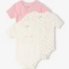 Lot De 3 Bodies Naissance Manches Courtes "mon Petit C½ur" - Rose