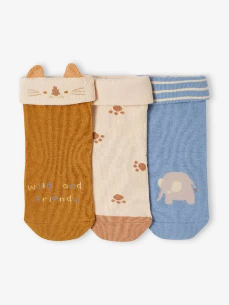 Lot De 3 Paires De Chaussettes "animaux" Bébé - Bleu Grisé 2 Lot De 3 Paires De Chaussettes "animaux" Bébé - Bleu Grisé – Image 2