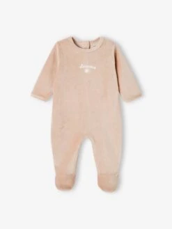 Lot De 3 Pyjamas Bébé Mixtes En Velours - Rose -Vertbaudet Soldes Boutique lot de 3 pyjamas bebe mixtes en velours 1