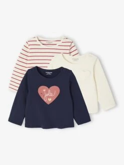 Lot De 3 T-shirts Basics Bébé Manches Longues - Vieux Rose