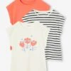 Lot De 3 T-shirts Basics Fille Manches Courtes - Corail -Vertbaudet Soldes Boutique lot de 3 t shirts basics fille manches courtes