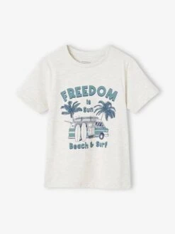 Lot De 3 T-shirts Garçon Manches Courtes - Blanc Chiné -Vertbaudet Soldes Boutique lot de 3 t shirts garcon manches courtes 1