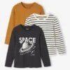 Lot De 3 T-shirts Garçon Manches Longues - Blanc -Vertbaudet Soldes Boutique lot de 3 t shirts garcon manches longues 20