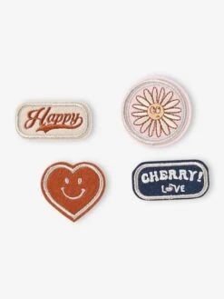 Lot De 4 Badges Thermocollants Fille - Rose Poudré