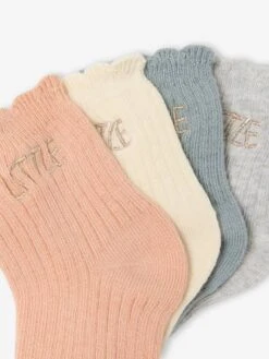 Lot De 4 Paires De Chaussettes "little" Bébé - Rose Pâle -Vertbaudet Soldes Boutique lot de 4 paires de chaussettes little bebe 5