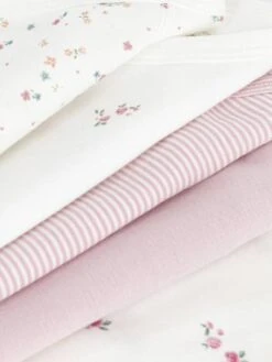 PETIT BATEAU Lot De 5 Bodies Croisés Manches Longues En Coton - Rose Pâle -Vertbaudet Soldes Boutique lot de 5 bodies croises manches longues en coton 2