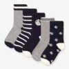 PETIT BATEAU Lot De 5 Paires De Chaussettes Garçon - Gris Chiné