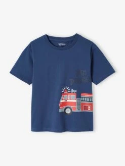 Lot Pyjama + Pyjashort Garçon Pompiers - Bleu Océan -Vertbaudet Soldes Boutique lot pyjama pyjashort garcon pompiers 3