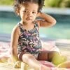 Maillot De Bain 1 Pièce Imprimé Capsule Famille Bébé Fille - Encre