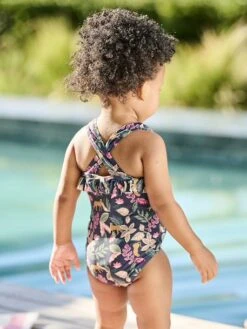 Maillot De Bain 1 Pièce Imprimé Capsule Famille Bébé Fille - Encre -Vertbaudet Soldes Boutique maillot de bain 1 piece imprime capsule famille bebe fille 6