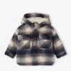 Manteau à Capuche En Drap De Laine à Carreaux Bébé Doublé Sherpa - Marine -Vertbaudet Soldes Boutique manteau a capuche en drap de laine a carreaux bebe double sherpa