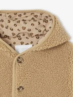 Manteau Bébé En Sherpa Avec Doublure Imprimée "léopard" - Beige -Vertbaudet Soldes Boutique manteau bebe en sherpa avec doublure imprimee leopard 3