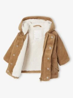 Manteau Bébé En Velours Côtelé Avec Doublure En Fausse Fourrure - Caramel -Vertbaudet Soldes Boutique manteau bebe en velours cotele avec doublure en fausse fourrure 2