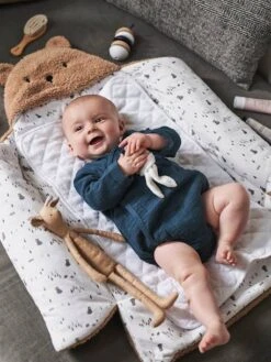 Nid D'ange Transformable En Tapis à Langer Peluche - Gris Souris -Vertbaudet Soldes Boutique nid dange transformable en tapis a langer peluche 1