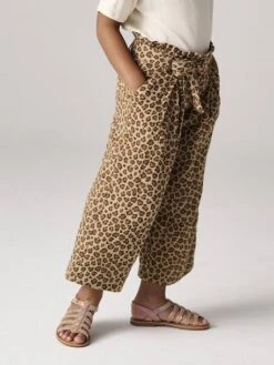 Pantacourt Large En Gaze De Coton Fille - Vert Sauge