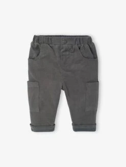 Pantalon Bébé Coupe Battle En Velours Doublé - Kaki