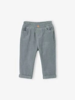 Pantalon Bébé En Velours Côtelé - Bleu Grisé