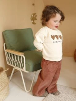 Pantalon Bébé En Velours Côtelé Avec Ceinture "léopard" à Nouer - Terracotta