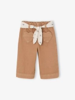 Pantalon Bébé Fille Large Ceinture à Nouer - Violine