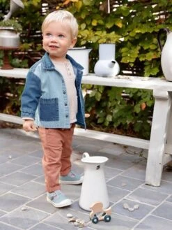 Pantalon Bébé Garçon En Toile à Taille élastiquée - Noix De Pécan -Vertbaudet Soldes Boutique pantalon bebe garcon en toile a taille elastiquee 3
