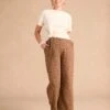 Pantalon De Grossesse Large En Gaze De Coton Léopard - Beige -Vertbaudet Soldes Boutique pantalon de grossesse large en gaze de coton leopard