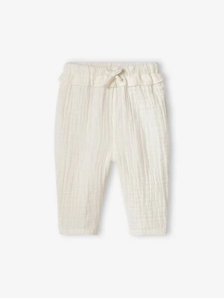 Pantalon En Gaze De Coton Bébé - Vieux Rose 1 Pantalon En Gaze De Coton Bébé - Vieux Rose