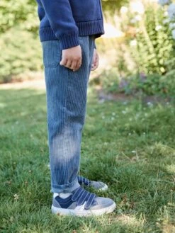 Pantalon En Velours Côtelé Garçon Facile à Enfiler - Marine -Vertbaudet Soldes Boutique pantalon en velours cotele garcon facile a enfiler 1