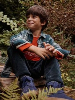 Pantalon En Velours Côtelé Garçon Facile à Enfiler - Marine -Vertbaudet Soldes Boutique pantalon en velours cotele garcon facile a enfiler 17