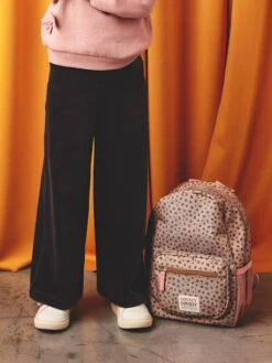 Pantalon Fille Large En Velours - Bleu Grisé