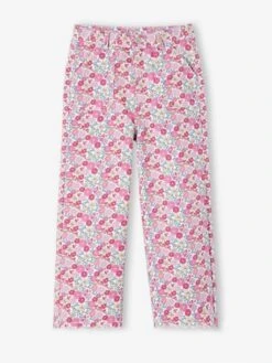 Pantalon Large à Fleurs Fille - Rose