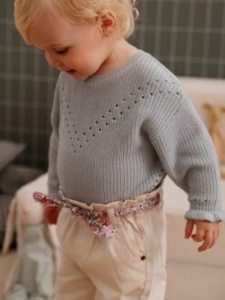 Pantalon Large Bébé Avec Ceinture à Nouer - écru -Vertbaudet Soldes Boutique pantalon large bebe avec ceinture a nouer 12