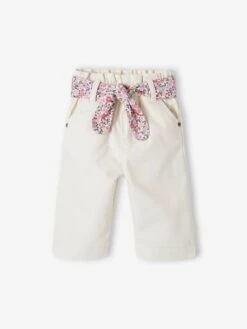 Pantalon Large Bébé Avec Ceinture à Nouer - écru