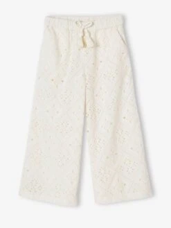 Pantalon Large En Broderie Anglaise Fille - écru -Vertbaudet Soldes Boutique pantalon large en broderie anglaise fille 2