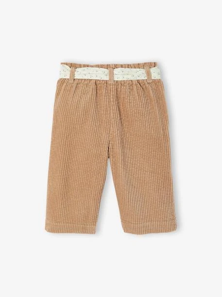 Pantalon Large En Velours Ceinture à Fleurs Bébé - Vieux Rose 2 Pantalon Large En Velours Ceinture à Fleurs Bébé - Vieux Rose – Image 2