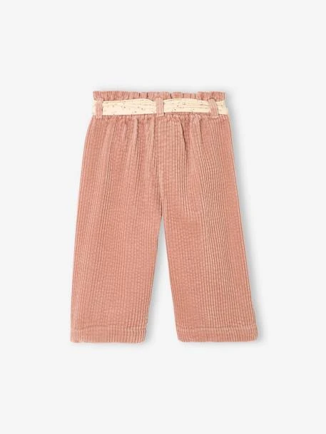 Pantalon Large En Velours Ceinture à Fleurs Bébé - Vieux Rose 5 Pantalon Large En Velours Ceinture à Fleurs Bébé - Vieux Rose – Image 5