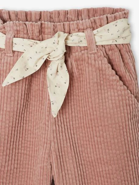 Pantalon Large En Velours Ceinture à Fleurs Bébé - Vieux Rose 6 Pantalon Large En Velours Ceinture à Fleurs Bébé - Vieux Rose – Image 6