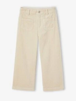 Pantalon Large En Velours Côtelé Fille - Beige