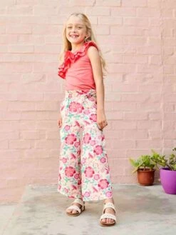 Pantalon Large Motifs Fleurs Fille - Multicolore -Vertbaudet Soldes Boutique pantalon large motifs fleurs fille 22