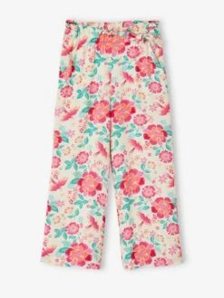 Pantalon Large Motifs Fleurs Fille - Multicolore -Vertbaudet Soldes Boutique pantalon large motifs fleurs fille 23